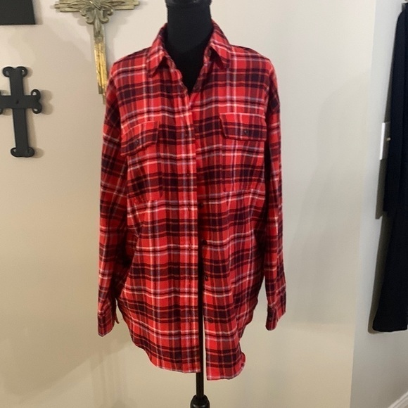 Wild Fable oversized flannel shirt like new red and black - Picture 1 of 6